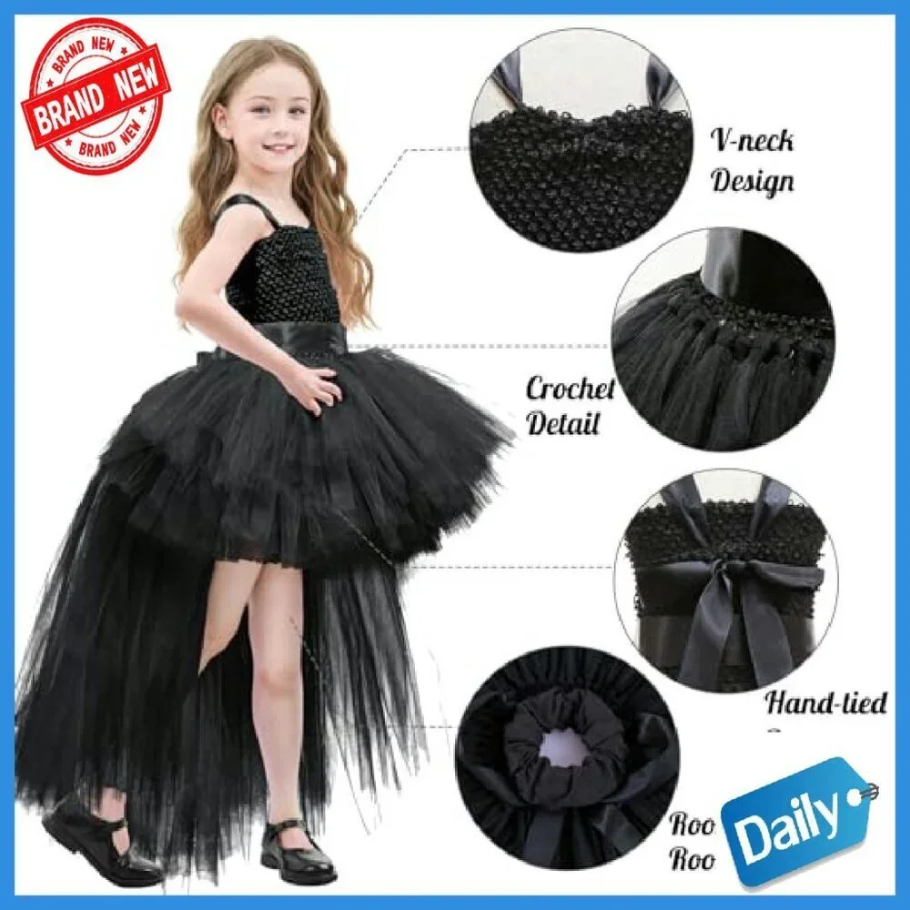 Girls Halloween Tutu Dress Fairy Princess Birthday Party Outfit